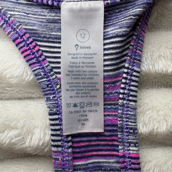 5/20$ Ivivva Fitted Sleeveless Racerback Tank Top Pink Stripes Girls Size 12 - Picture 3 of 6